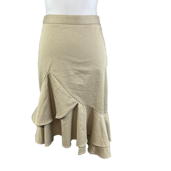 Banana Republic Skirt size 0 Khaki A Line Flared Stretch Modest Peasant High Low - Picture 1 of 10